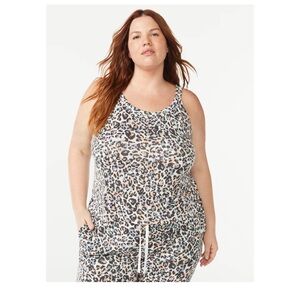 Joyspun Women's Hacci Knit Tank Top, color: vivid white animal